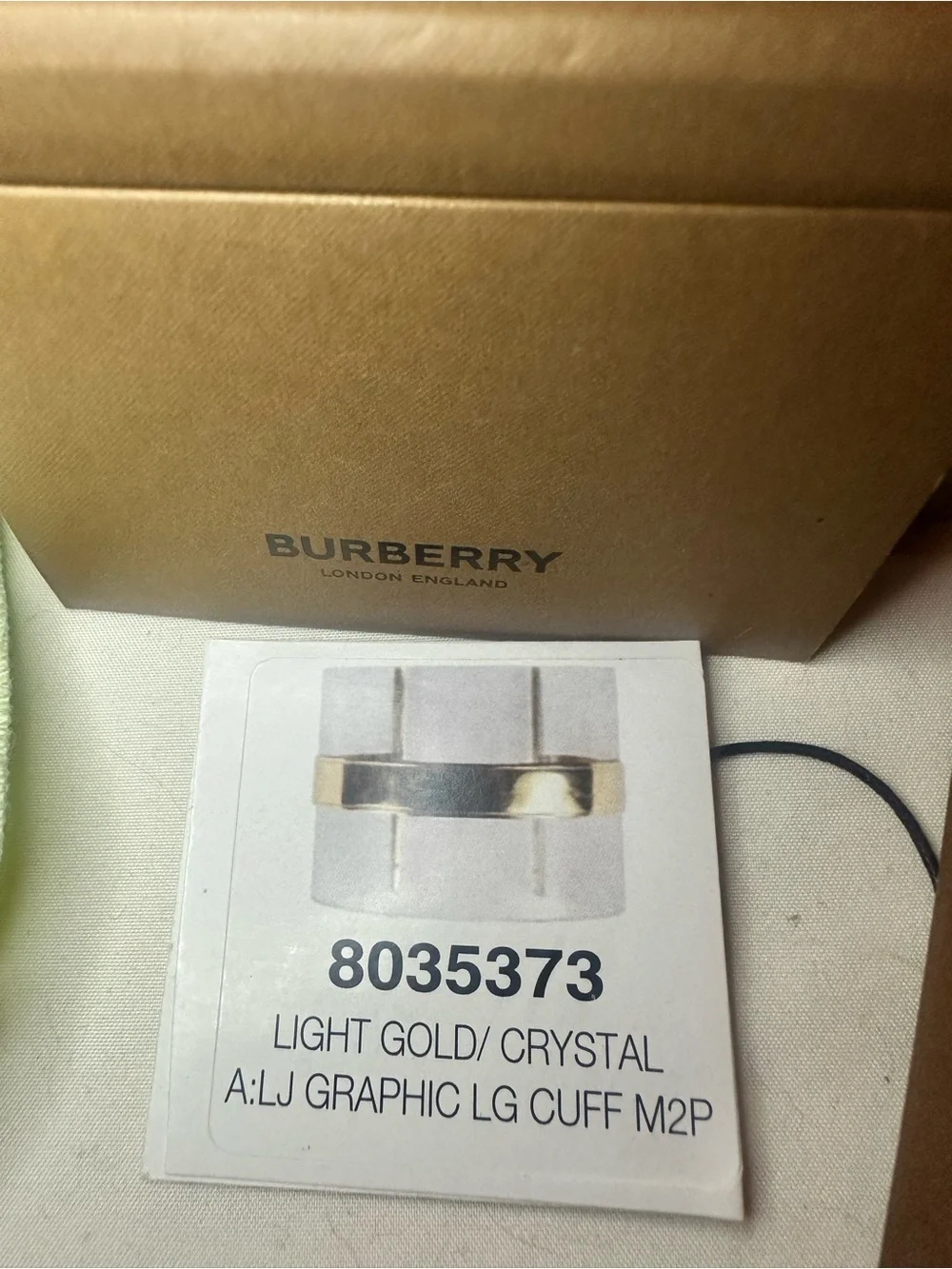 NWT Burberry Clear Acrylic Cuff with Gold Band